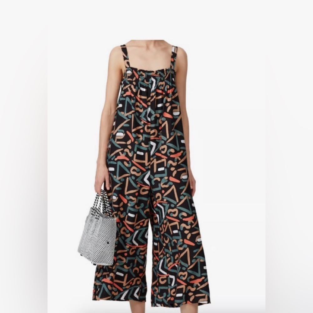 Abstract Pattern Jumpsuit - Black and Orange